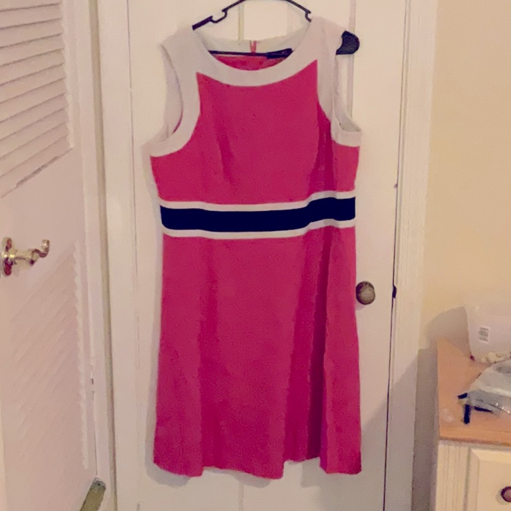 Vibrant Pink Dress with Bold Stripe